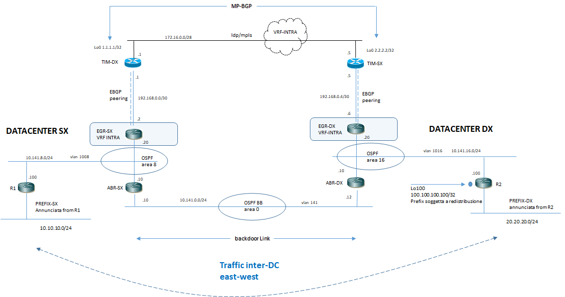 ospf interdc backbone orizzontale traffic