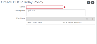 aci dhcp relay policy name