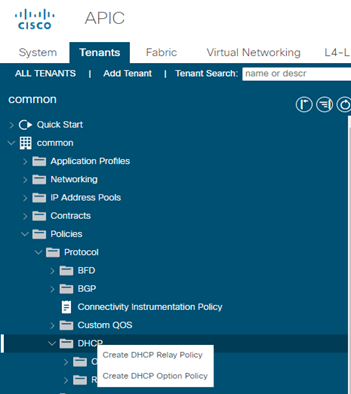 aco dhcp relay policy